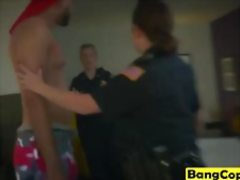 Annoyed big cock dude slammed hardcore by big breast cops