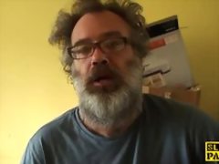 Busty british skank toying her clit