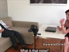 Muscled guy bangs busty Milf agent in casting