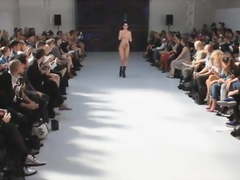Sexy nude in public catwalk model fashion show